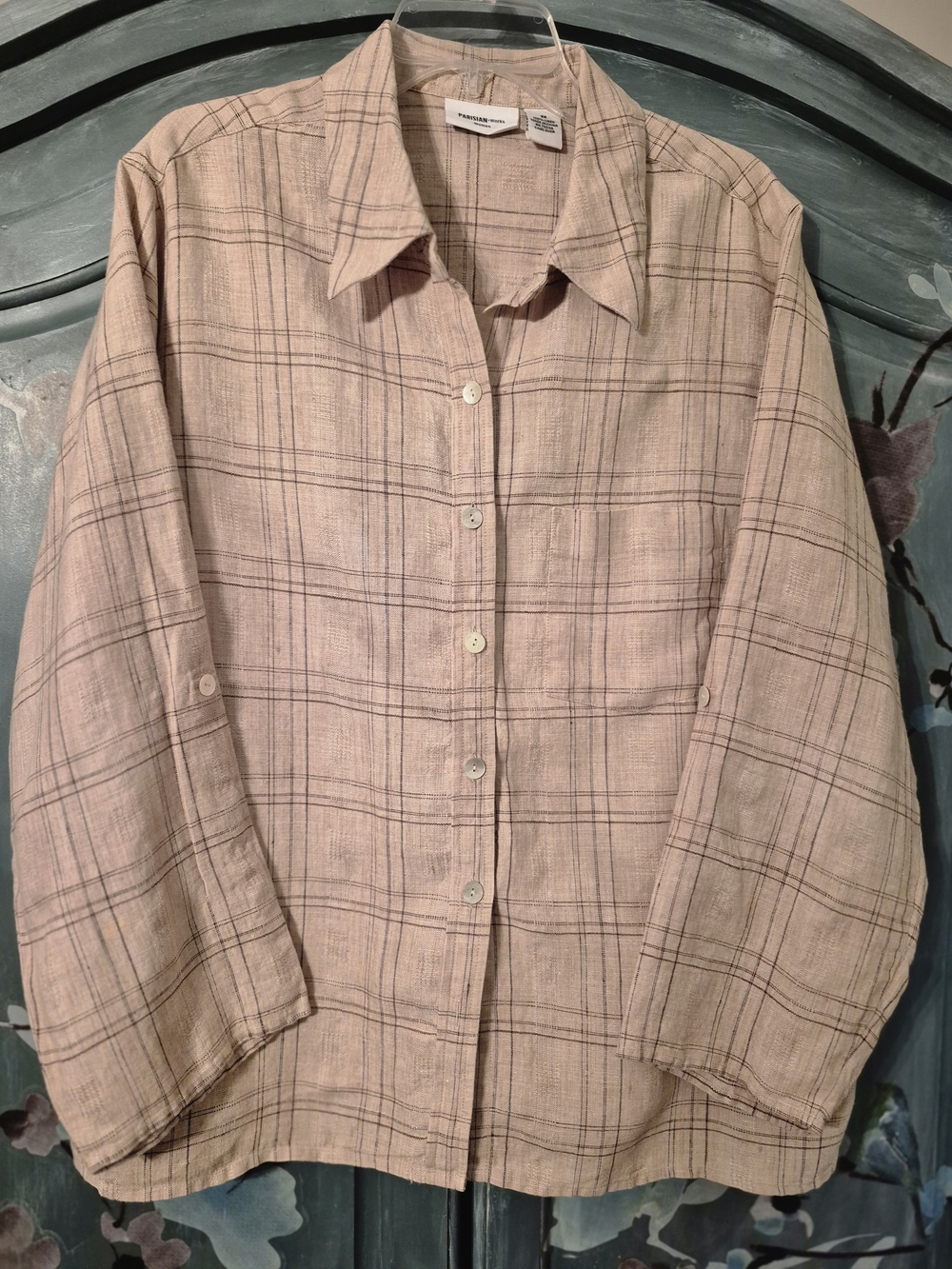 Parisian Works Light Beige Plaid Button-Up Shirt/Jacket